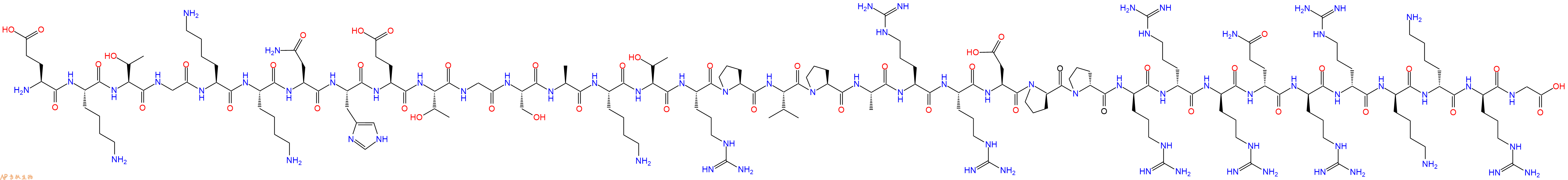 专肽生物产品H2N-Glu-Lys-Thr-Gly-Lys-Lys-Asn-His-Glu-Thr-Gly-Ser-Ala-Lys-Thr-Arg-Pro-Val-Pro-Ala-Arg-Arg-Asp-DPro-DPro-DArg-DArg-DArg-DGln-DArg-DArg-DLys-DLys-DArg-Gly-OH