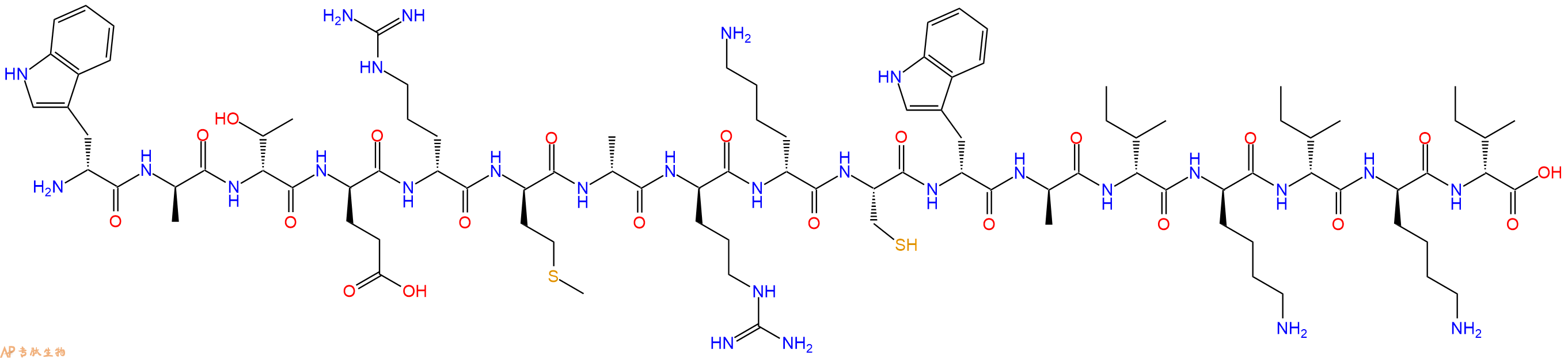 专肽生物产品H2N-DTrp-DAla-DThr-DGlu-DArg-DMet-DAla-DArg-DLys-Cys-DTrp-DAla-DIle-DLys-DIle-DLys-DIle-OH