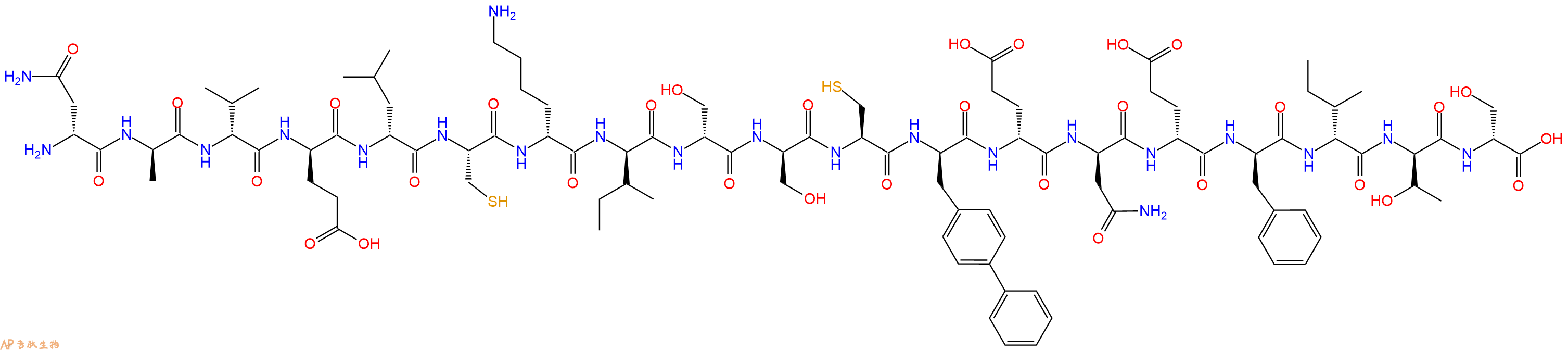 专肽生物产品H2N-DAsn-DAla-DVal-DGlu-DLeu-Cys-DLys-DIle-DSer-DSer-Cys-DBip-DGlu-DAsn-DGlu-DPhe-DIle-DThr-DSer-OH