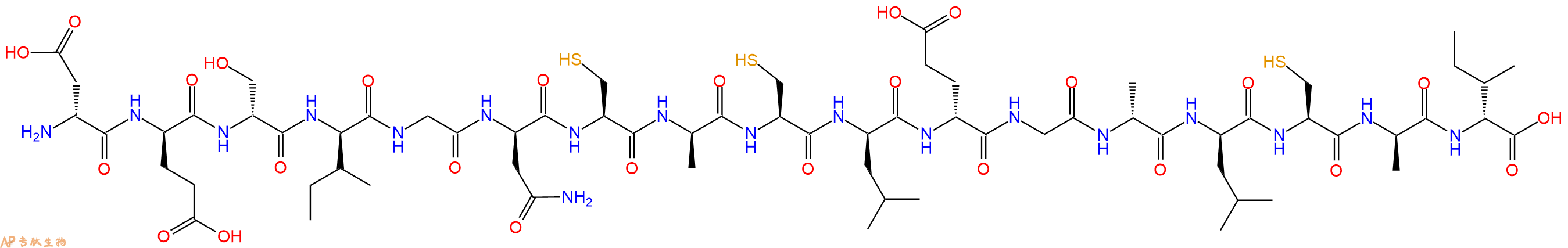 专肽生物产品H2N-DAsp-DGlu-DSer-DIle-Gly-DAsn-Cys-DAla-Cys-DLeu-DGlu-Gly-DAla-DLeu-Cys-DAla-DIle-OH