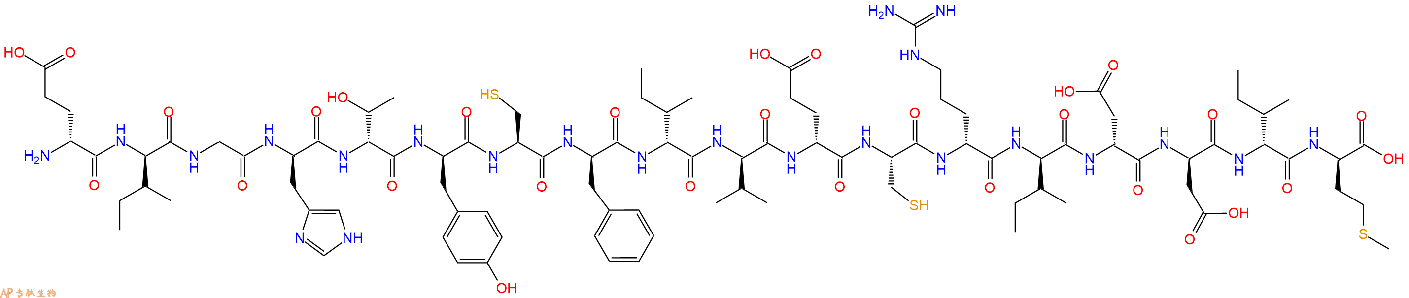 专肽生物产品H2N-DGlu-DIle-Gly-DHis-DThr-DTyr-Cys-DPhe-DIle-DVal-DGlu-Cys-DArg-DIle-DAsp-DAsp-DIle-DMet-OH