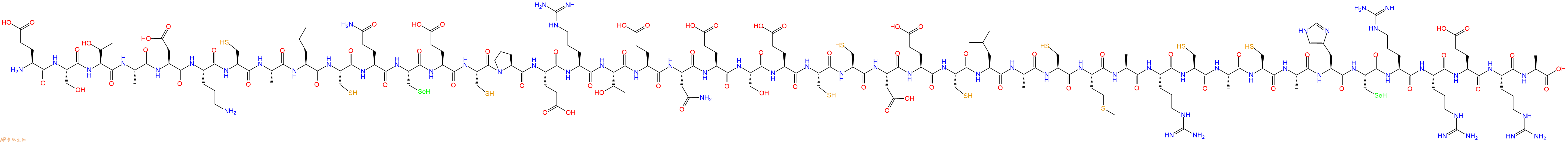 专肽生物产品H2N-Glu-Ser-Thr-Ala-Asp-Orn-Cys-Ala-Leu-Cys-Gln-Sec-Glu-Cys-Pro-Glu-Arg-Thr-Glu-Asn-Glu-Ser-Glu-Cys-Cys-Asp-Glu-Cys-Leu-Ala-Cys-Met-Ala-Arg-Cys-Ala-Cys-Ala-His-Sec-Arg-Arg-Glu-Arg-Ala-OH