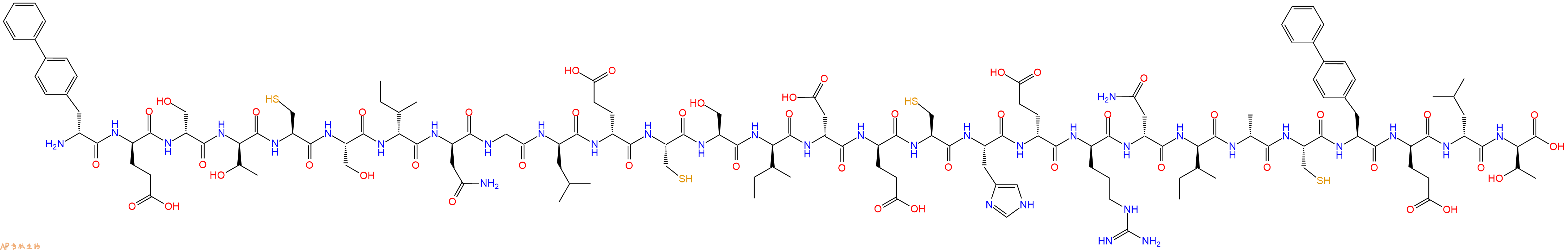 专肽生物产品H2N-DBip-DGlu-DSer-DThr-Cys-Ser-DIle-DAsn-Gly-DLeu-DGlu-Cys-Ser-DIle-DAsp-DGlu-Cys-His-DGlu-DArg-DAsn-DIle-DAla-Cys-Bip-DGlu-DLeu-DThr-OH