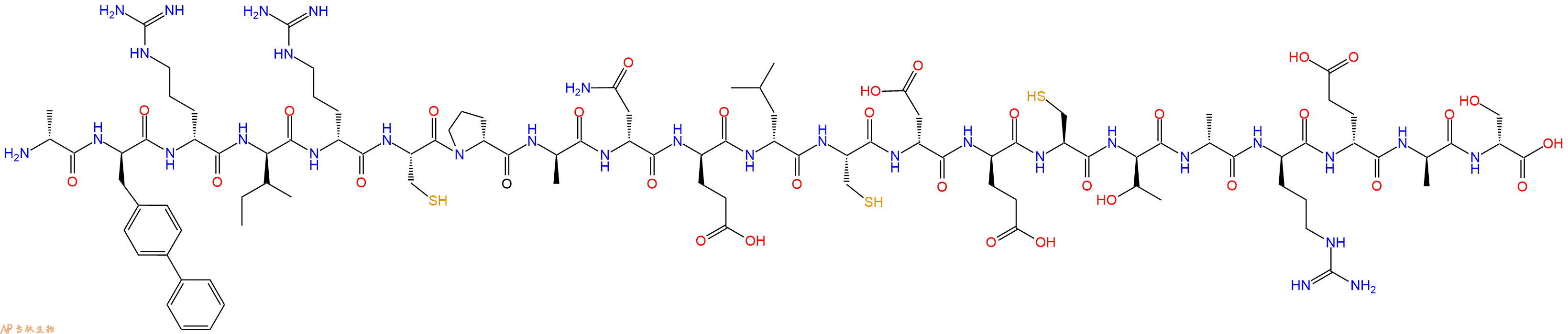 专肽生物产品H2N-DAla-DBip-DArg-DIle-DArg-Cys-DPro-DAla-DAsn-DGlu-DLeu-Cys-DAsp-DGlu-Cys-DThr-DAla-DArg-DGlu-DAla-DSer-OH