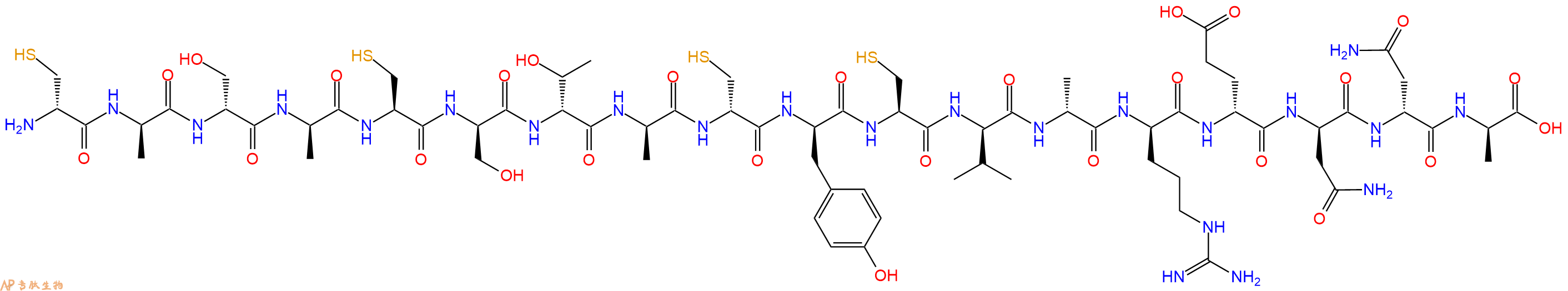 专肽生物产品H2N-DCys-DAla-DSer-DAla-Cys-DSer-DThr-DAla-DCys-DTyr-Cys-DVal-DAla-DArg-DGlu-DAsn-DAsn-DAla-OH