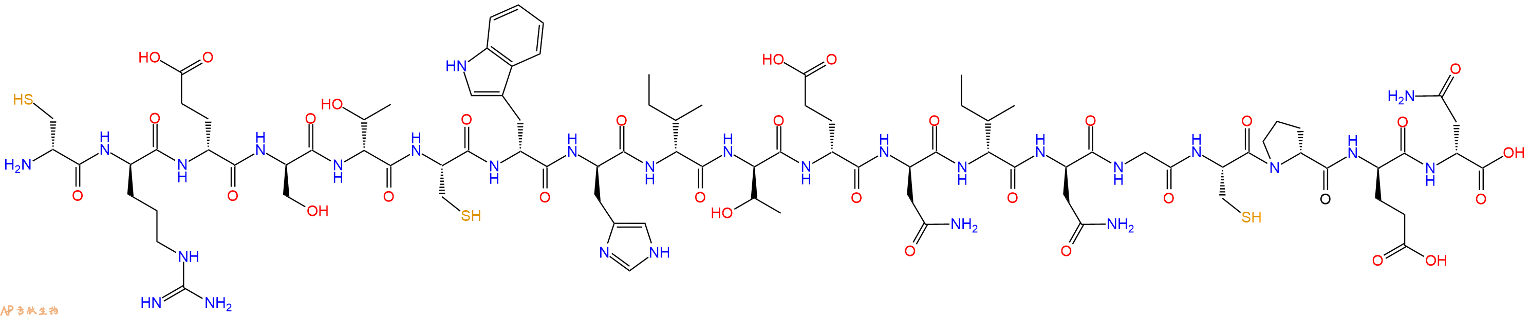 专肽生物产品H2N-DCys-DArg-DGlu-DSer-DThr-Cys-DTrp-DHis-DIle-DThr-DGlu-DAsn-DIle-DAsn-Gly-Cys-DPro-DGlu-DAsn-OH