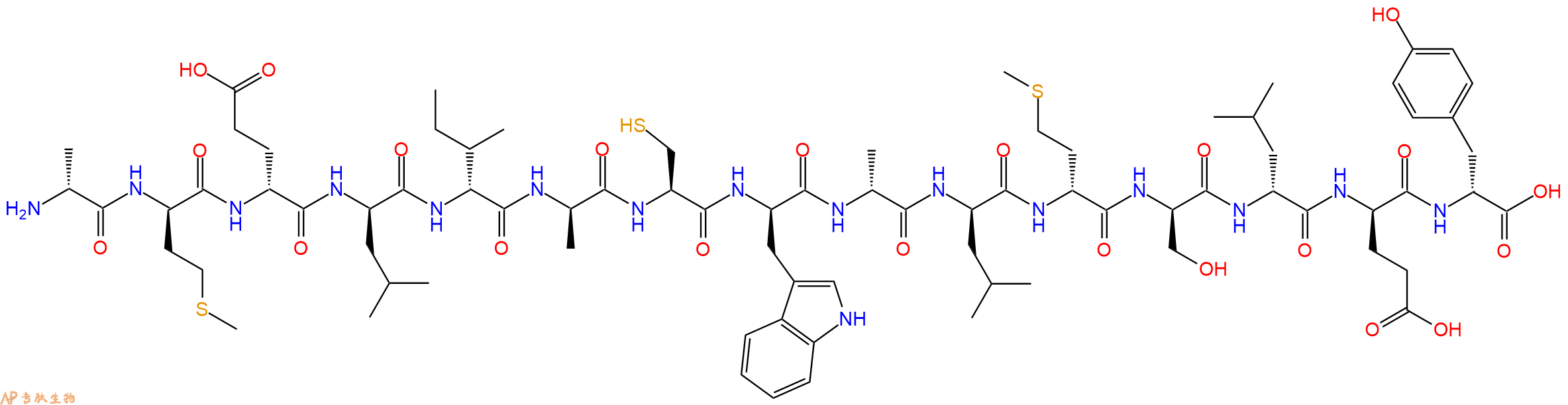 专肽生物产品H2N-DAla-DMet-DGlu-DLeu-DIle-DAla-Cys-DTrp-DAla-DLeu-DMet-DSer-DLeu-DGlu-DTyr-OH
