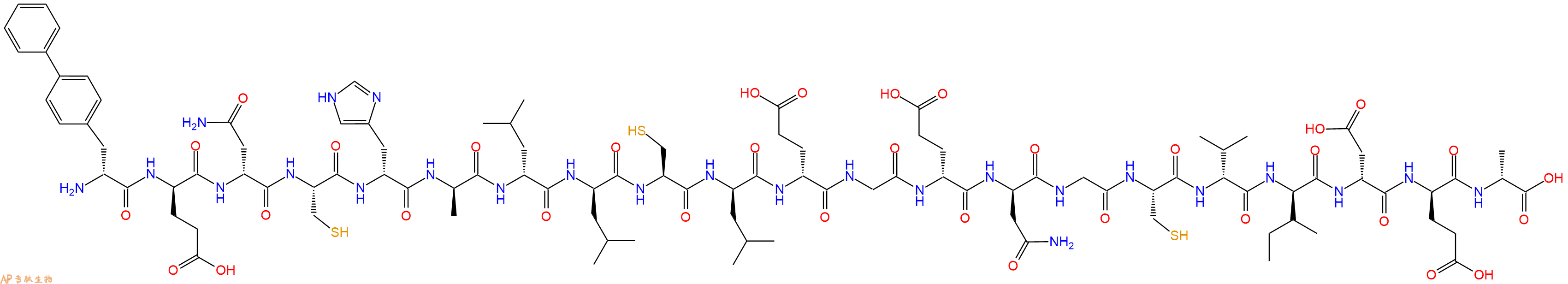 专肽生物产品H2N-DBip-DGlu-DAsn-Cys-DHis-DAla-DLeu-DLeu-Cys-DLeu-DGlu-Gly-DGlu-DAsn-Gly-Cys-DVal-DIle-DAsp-DGlu-DAla-OH