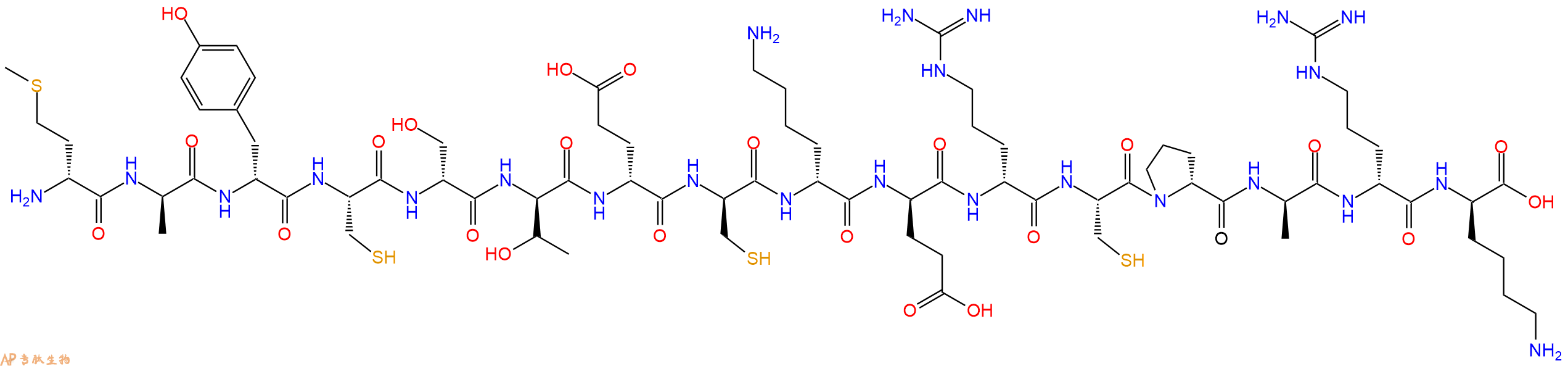 专肽生物产品H2N-DMet-DAla-DTyr-Cys-DSer-DThr-DGlu-DCys-DLys-DGlu-DArg-Cys-DPro-DAla-DArg-DLys-OH