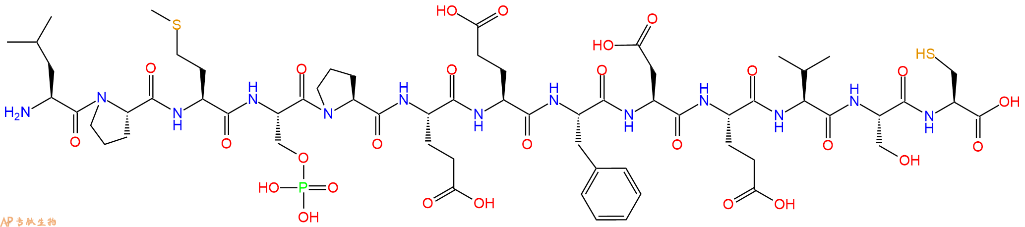 专肽生物产品H2N-Leu-Pro-Met-Ser(PO3H2)-Pro-Glu-Glu-Phe-Asp-Glu-Val-Ser-Cys-OH