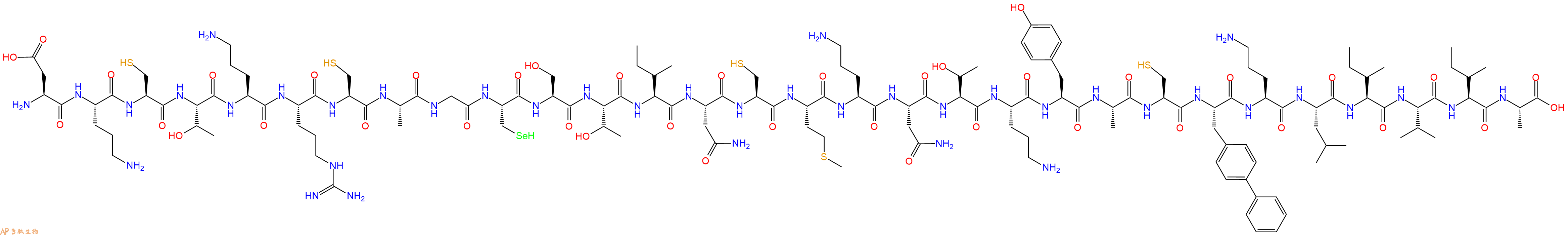 专肽生物产品H2N-Asp-Orn-Cys-Thr-Orn-Arg-Cys-Ala-Gly-Sec-Ser-Thr-Ile-Asn-Cys-Met-Orn-Asn-Thr-Orn-Tyr-Ala-Cys-Bip-Orn-Leu-Ile-Val-Ile-Ala-OH