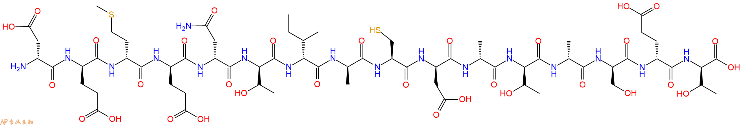 专肽生物产品H2N-DAsp-DGlu-DMet-DGlu-DAsn-DThr-DIle-DAla-Cys-DAsp-DAla-DThr-DAla-DSer-DGlu-DThr-OH