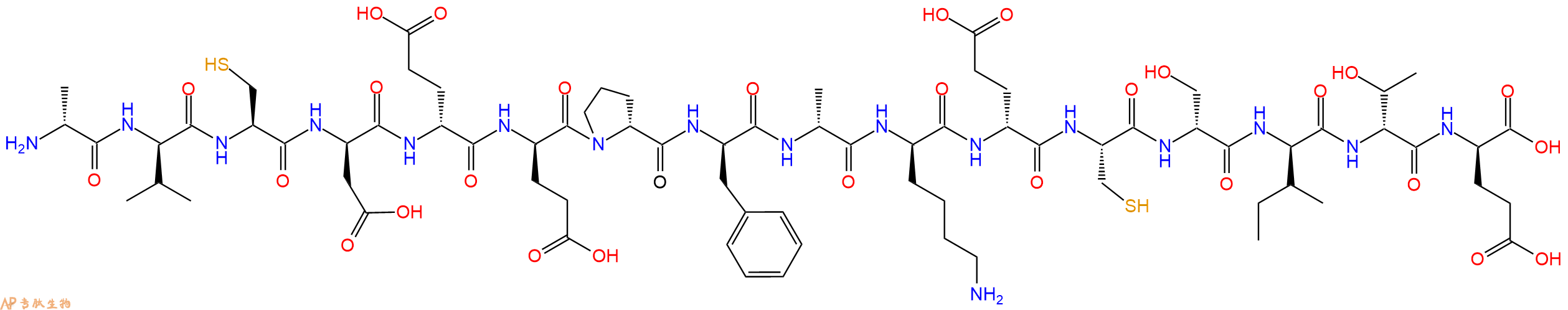 专肽生物产品H2N-DAla-DVal-Cys-DAsp-DGlu-DGlu-DPro-DPhe-DAla-DLys-DGlu-Cys-DSer-DIle-DThr-DGlu-OH
