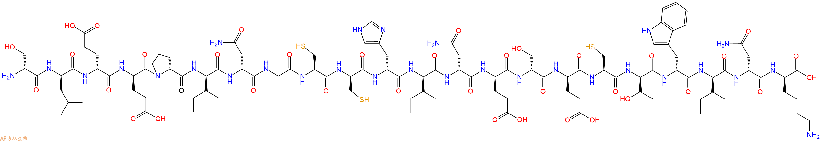 专肽生物产品H2N-DSer-DLeu-DGlu-DGlu-DPro-DIle-DAsn-Gly-Cys-DCys-DHis-DIle-DAsn-DGlu-DSer-DGlu-Cys-DThr-DTrp-DIle-DAsn-DLys-OH
