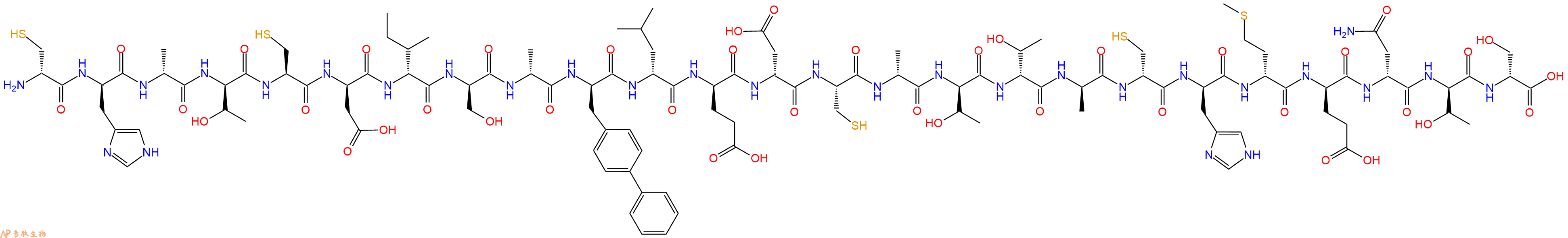 专肽生物产品H2N-DCys-DHis-DAla-DThr-Cys-DAsp-DIle-DSer-DAla-DBip-DLeu-DGlu-DAsp-Cys-DAla-DThr-DThr-DAla-DCys-DHis-DMet-DGlu-DAsn-DThr-DSer-OH