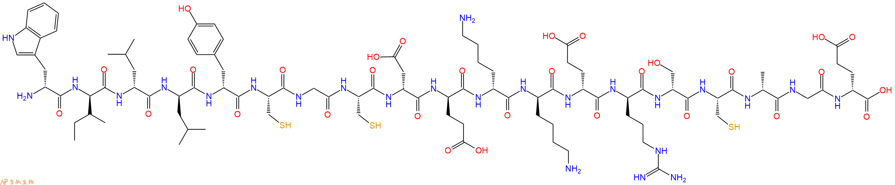 专肽生物产品H2N-DTrp-DIle-DLeu-DLeu-DTyr-Cys-Gly-Cys-DAsp-DGlu-DLys-DLys-DGlu-DArg-DSer-Cys-DAla-Gly-DGlu-OH