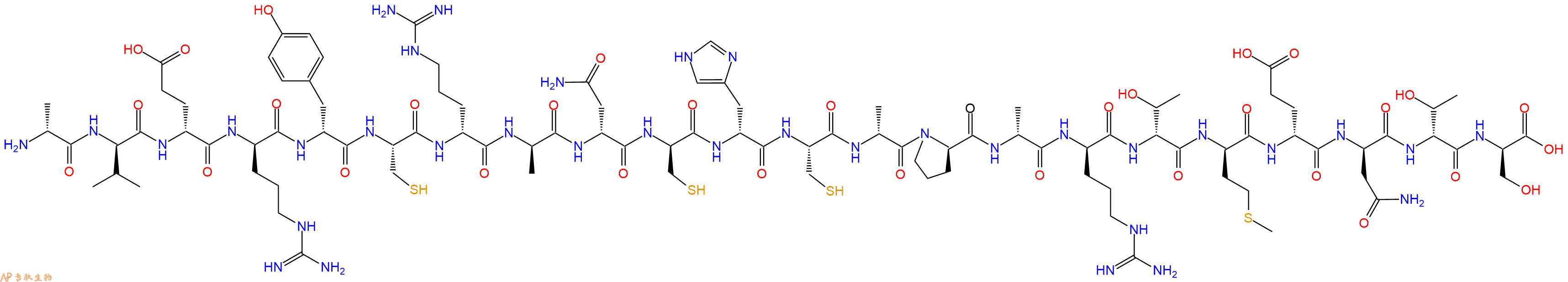 专肽生物产品H2N-DAla-DVal-DGlu-DArg-DTyr-Cys-DArg-DAla-DAsn-DCys-DHis-Cys-DAla-DPro-DAla-DArg-DThr-DMet-DGlu-DAsn-DThr-DSer-OH