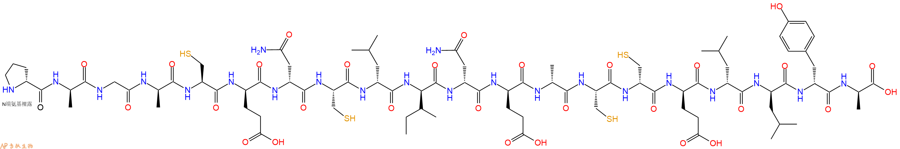 专肽生物产品H2N-DPro-DAla-Gly-DAla-Cys-DGlu-DAsn-Cys-DLeu-DIle-DAsn-DGlu-DAla-Cys-DCys-DGlu-DLeu-DLeu-DTyr-DAla-OH