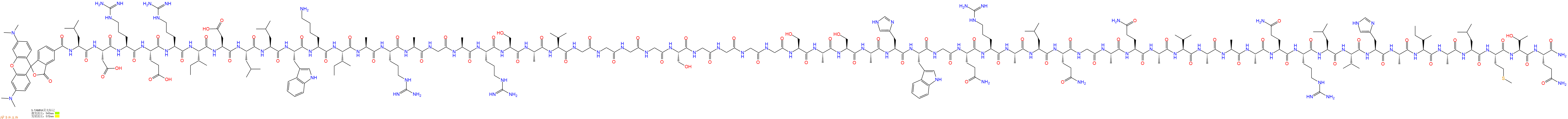 专肽生物产品5TAMRA-Leu-Asp-Arg-Glu-Arg-Ile-Asp-Leu-Leu-Trp-Lys-Ile-Ala-Arg-Ala-Gly-Ala-Arg-Ser-Ala-Val-Gly-Gly-Gly-Gly-Ser-Gly-Gly-Gly-Gly-Ser-Ala-Ser-Ala-His-Trp-Gly-Gln-Arg-Ala-Leu-Gln-Gly-Ala-Gln-Ala-Val-Ala-Ala-Ala-Gln-Arg-Leu-Val-His-Ala-Ile-Ala-Leu-Met-Thr-Gln-C