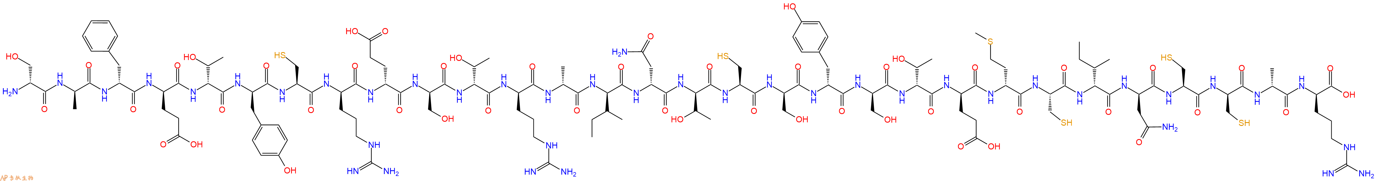 专肽生物产品H2N-DSer-DAla-DPhe-DGlu-DThr-DTyr-Cys-DArg-DGlu-DSer-DThr-DArg-DAla-DIle-DAsn-DThr-Cys-DSer-DTyr-DSer-DThr-DGlu-DMet-Cys-DIle-DAsn-Cys-DCys-DAla-DArg-OH