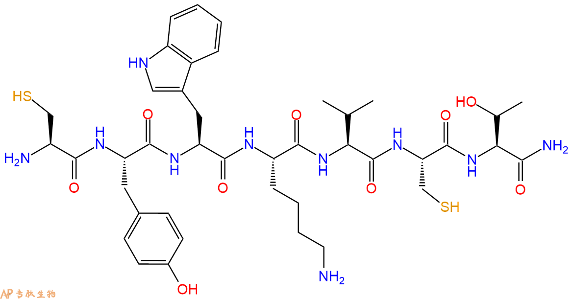 专肽生物产品H2N-Cys-Tyr-Trp-Lys-Val-Cys-Thr-CONH2