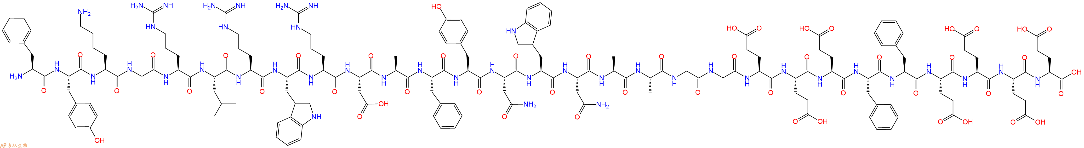 专肽生物产品H2N-Phe-Tyr-Lys-Gly-Arg-Leu-Arg-Trp-Arg-Asp-Ala-Phe-Tyr-Asn-Trp-Asn-Ala-Ala-Gly-Gly-Glu-Glu-Glu-Phe-Phe-Glu-Glu-Glu-Glu-OH