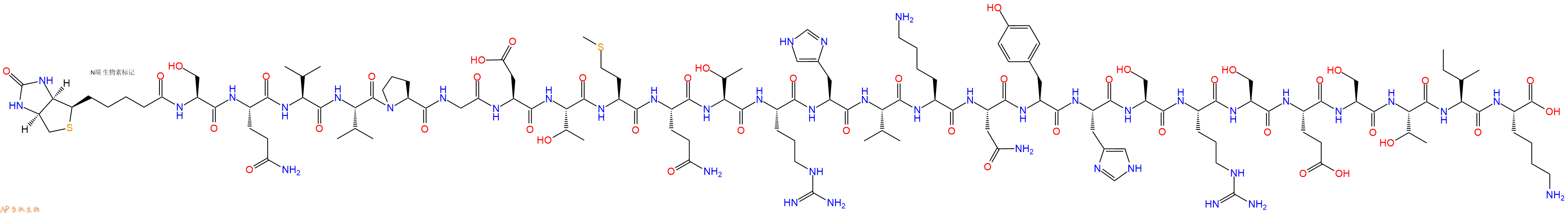 专肽生物产品Biotinyl-Ser-Gln-Val-Val-Pro-Gly-Asp-Thr-Met-Gln-Thr-Arg-His-Val-Lys-Asn-Tyr-His-Ser-Arg-Ser-Glu-Ser-Thr-Ile-Lys-OH