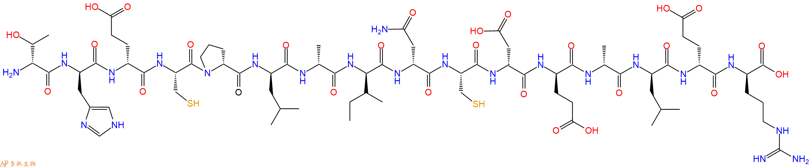 专肽生物产品H2N-DThr-DHis-DGlu-Cys-DPro-DLeu-DAla-DIle-DAsn-Cys-DAsp-DGlu-DAla-DLeu-DGlu-DArg-OH