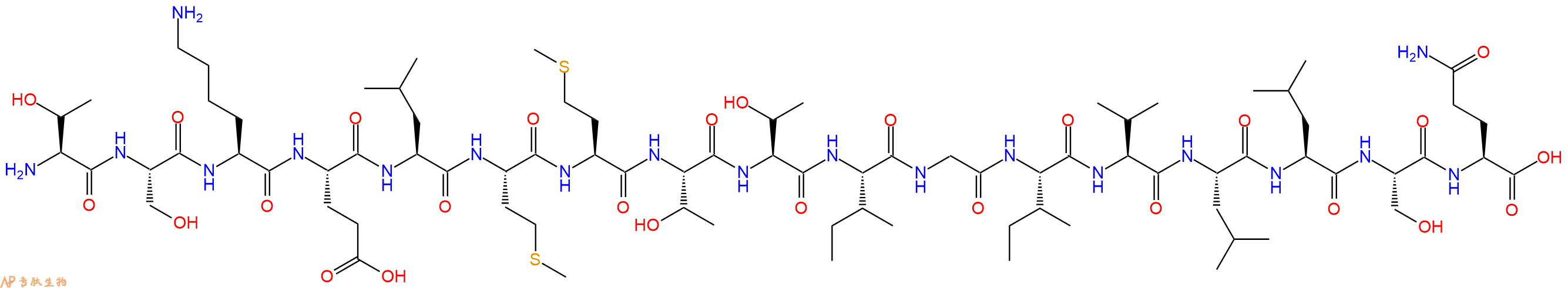 专肽生物产品H2N-Thr-Ser-Lys-Glu-Leu-Met-Met-Thr-Thr-Ile-Gly-Ile-Val-Leu-Leu-Ser-Gln-OH
