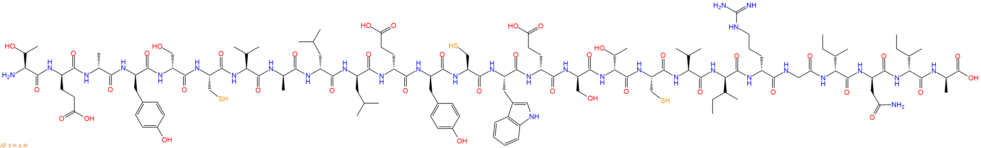 专肽生物产品H2N-Thr-DGlu-DAla-DTyr-DSer-Cys-Val-DAla-DLeu-DLeu-DGlu-DTyr-Cys-Trp-DGlu-DSer-DThr-Cys-Val-DIle-DArg-Gly-DIle-DAsn-DIle-DAla-OH