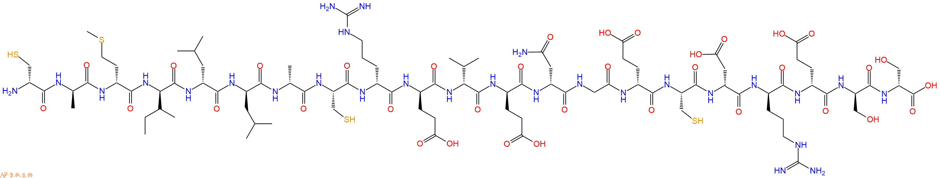 专肽生物产品H2N-DCys-DAla-DMet-DIle-DLeu-DLeu-DAla-Cys-DArg-DGlu-DVal-DGlu-DAsn-Gly-DGlu-Cys-DAsp-DArg-DGlu-DSer-DSer-OH