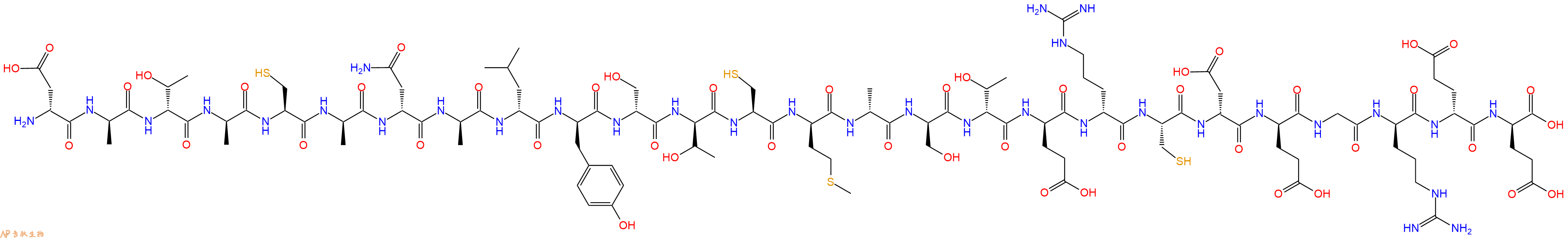 专肽生物产品H2N-DAsp-DAla-DThr-DAla-Cys-DAla-DAsn-DAla-DLeu-DTyr-DSer-DThr-Cys-DMet-DAla-DSer-DThr-DGlu-DArg-Cys-DAsp-DGlu-Gly-DArg-DGlu-DGlu-OH