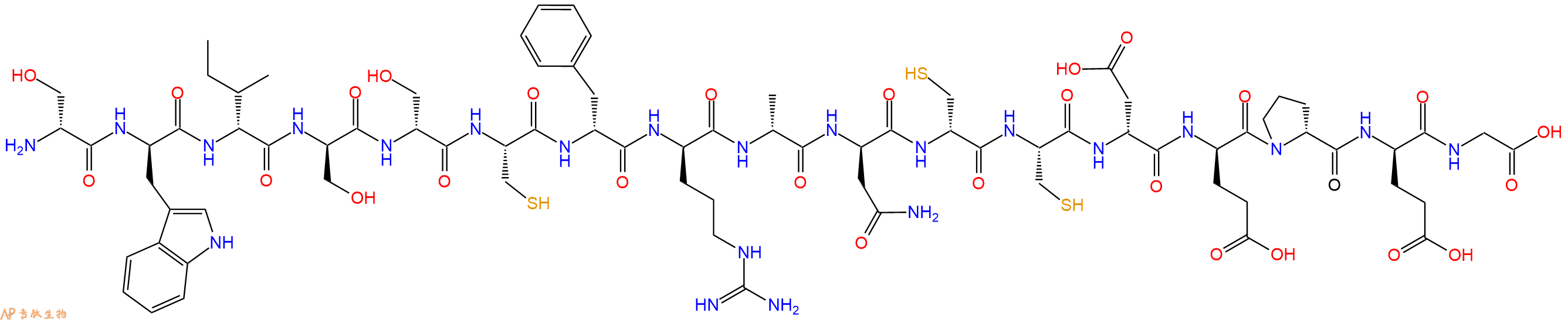 专肽生物产品H2N-DSer-DTrp-DIle-DSer-DSer-Cys-DPhe-DArg-DAla-DAsn-DCys-Cys-DAsp-DGlu-DPro-DGlu-Gly-OH