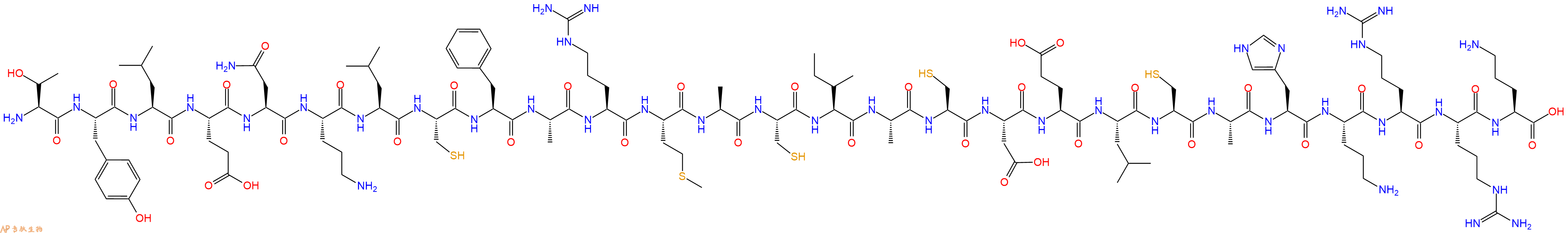 专肽生物产品H2N-Thr-Tyr-Leu-Glu-Asn-Orn-Leu-Cys-Phe-Ala-Arg-Met-Ala-Cys-Ile-Ala-Cys-Asp-Glu-Leu-Cys-Ala-His-Orn-Arg-Arg-Orn-OH