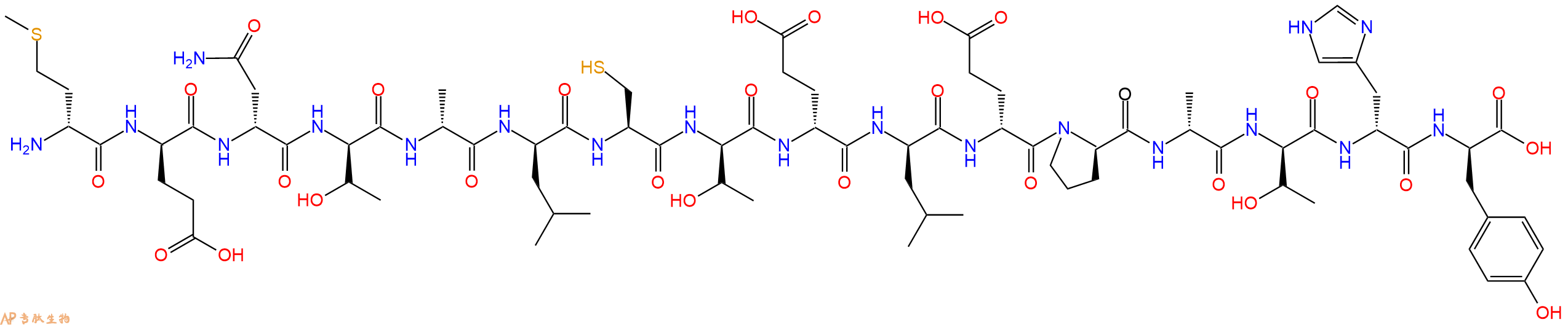 专肽生物产品H2N-DMet-DGlu-DAsn-DThr-DAla-DLeu-Cys-DThr-DGlu-DLeu-DGlu-DPro-DAla-DThr-DHis-DTyr-OH