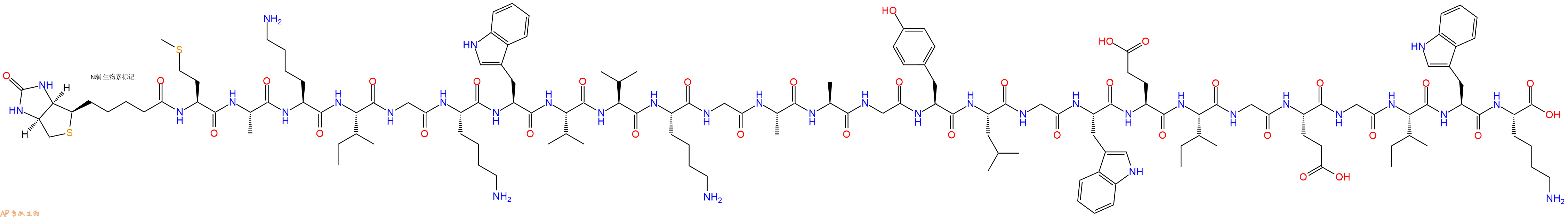 专肽生物产品Biotinyl-Met-Ala-Lys-Ile-Gly-Lys-Trp-Val-Val-Lys-Gly-Ala-Ala-Gly-Tyr-Leu-Gly-Trp-Glu-Ile-Gly-Glu-Gly-Ile-Trp-Lys-OH