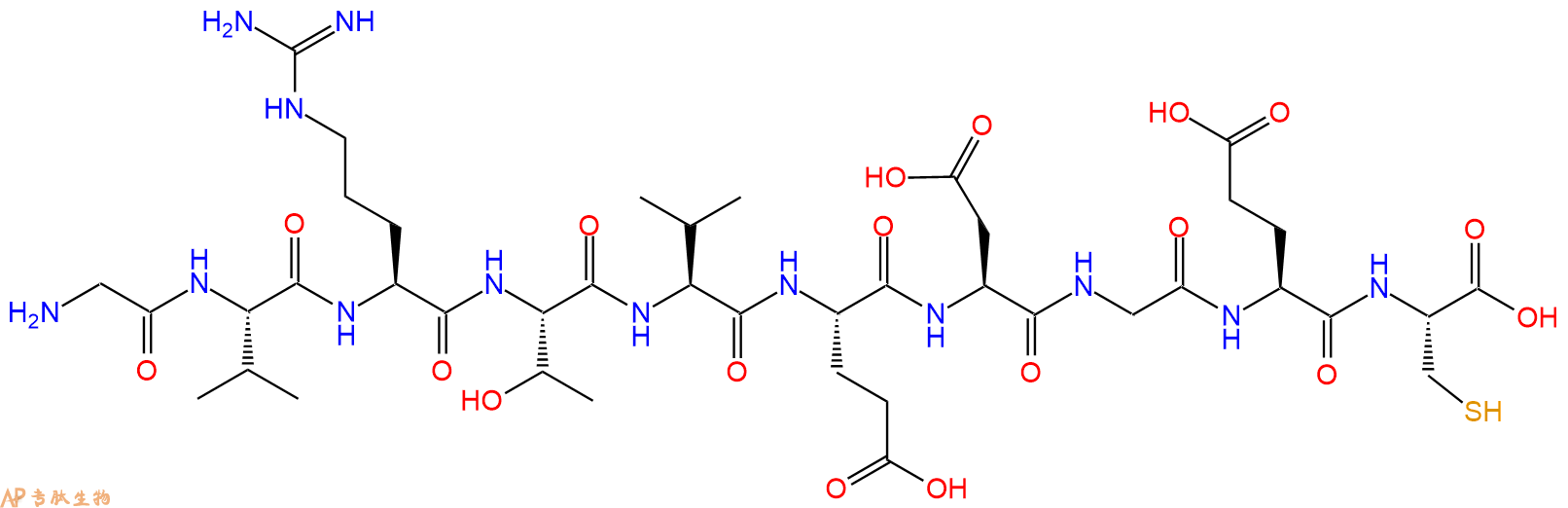 专肽生物产品H2N-Gly-Val-Arg-Thr-Val-Glu-Asp-Gly-Glu-Cys-OH