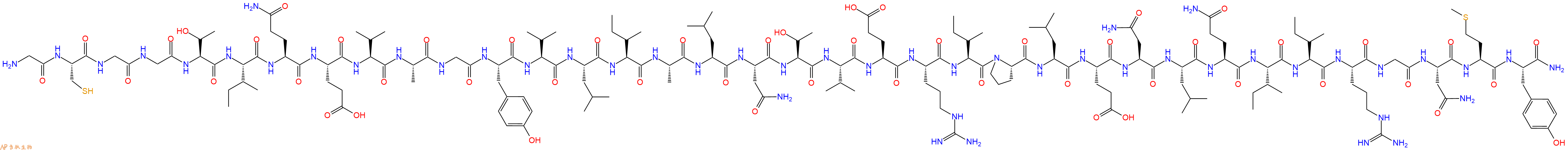 专肽生物产品H2N-Gly-Cys-Gly-Gly-Thr-Ile-Gln-Glu-Val-Ala-Gly-Tyr-Val-Leu-Ile-Ala-Leu-Asn-Thr-Val-Glu-Arg-Ile-Pro-Leu-Glu-Asn-Leu-Gln-Ile-Ile-Arg-Gly-Asn-Met-Tyr-CONH2