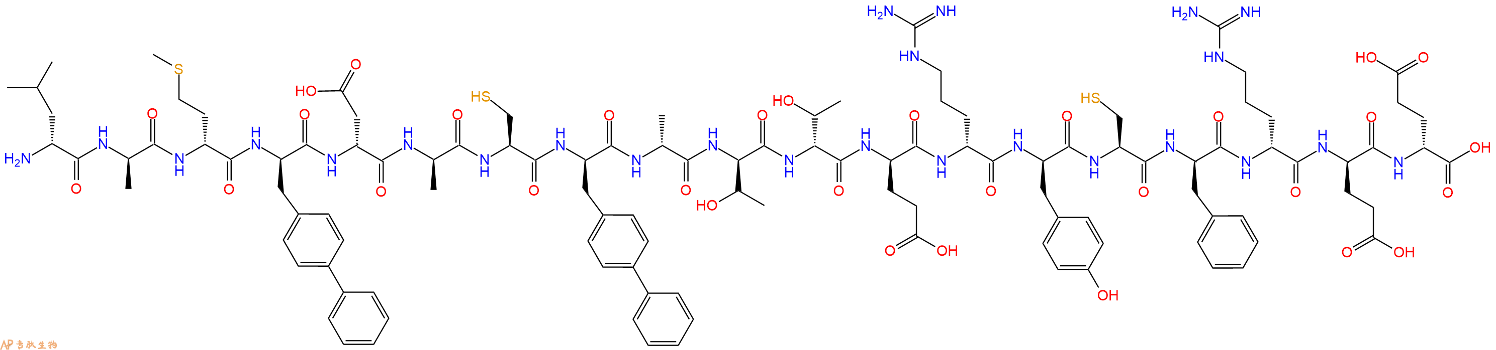 专肽生物产品H2N-DLeu-DAla-DMet-DBip-DAsp-DAla-Cys-DBip-DAla-DThr-DThr-DGlu-DArg-DTyr-Cys-DPhe-DArg-DGlu-DGlu-OH