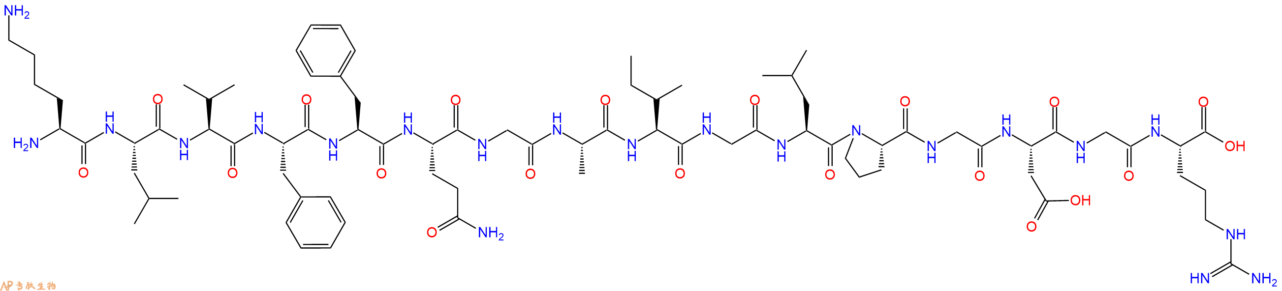 专肽生物产品H2N-Lys-Leu-Val-Phe-Phe-Gln-Gly-Ala-Ile-Gly-Leu-Pro-Gly-Asp-Gly-Arg-OH