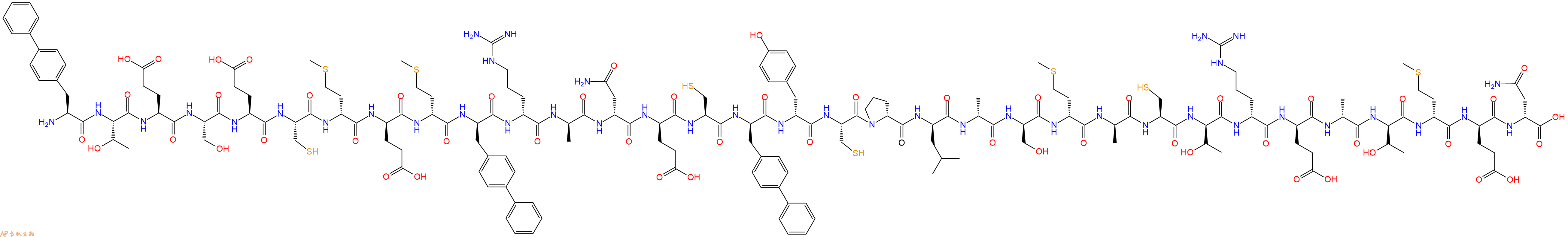 专肽生物产品H2N-Bip-Thr-Glu-Ser-Glu-Cys-DMet-DGlu-DMet-DBip-DArg-DAla-DAsn-DGlu-Cys-DBip-DTyr-Cys-DPro-DLeu-DAla-DSer-DMet-DAla-Cys-DThr-DArg-DGlu-DAla-DThr-DMet-DGlu-DAsn-OH