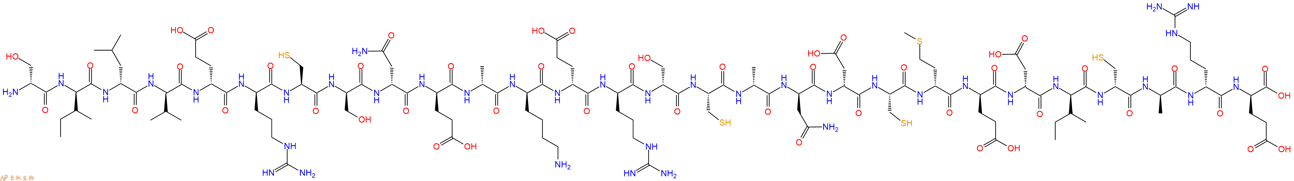 专肽生物产品H2N-DSer-DIle-DLeu-DVal-DGlu-DArg-Cys-DSer-DAsn-DGlu-DAla-DLys-DGlu-DArg-DSer-Cys-DAla-DAsn-DAsp-Cys-DMet-DGlu-DAsp-DIle-DCys-DAla-DArg-DGlu-OH