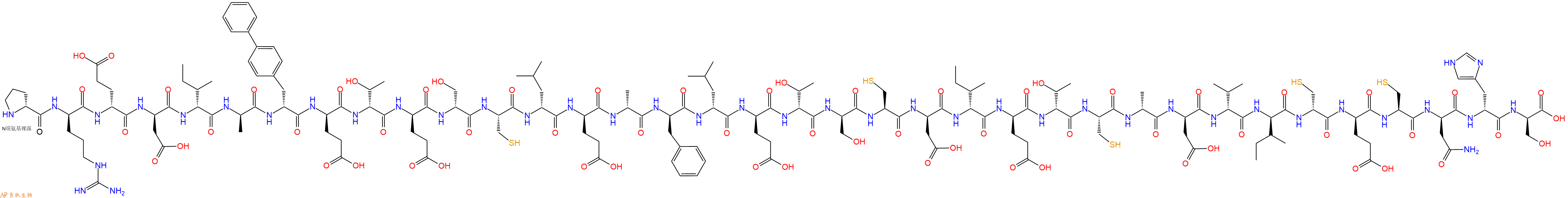 专肽生物产品H2N-DPro-DArg-DGlu-DAsp-DIle-DAla-DBip-DGlu-DThr-DGlu-DSer-Cys-DLeu-DGlu-DAla-DPhe-DLeu-DGlu-DThr-DSer-Cys-DAsp-DIle-DGlu-DThr-Cys-DAla-DAsp-DVal-DIle-DCys-DGlu-Cys-DAsn-DHis-DSer-OH