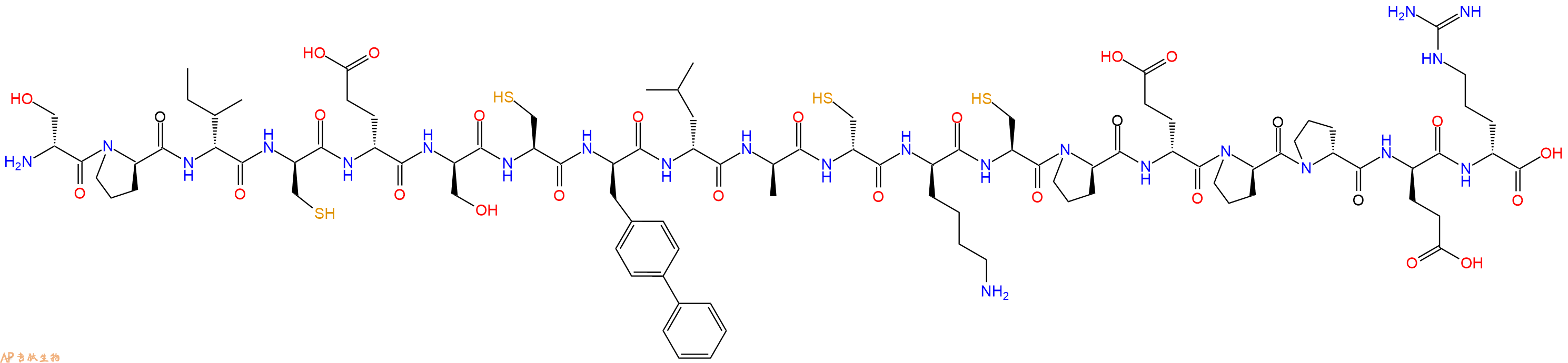 专肽生物产品H2N-DSer-DPro-DIle-DCys-DGlu-DSer-Cys-DBip-DLeu-DAla-DCys-DLys-Cys-DPro-DGlu-DPro-DPro-DGlu-DArg-OH