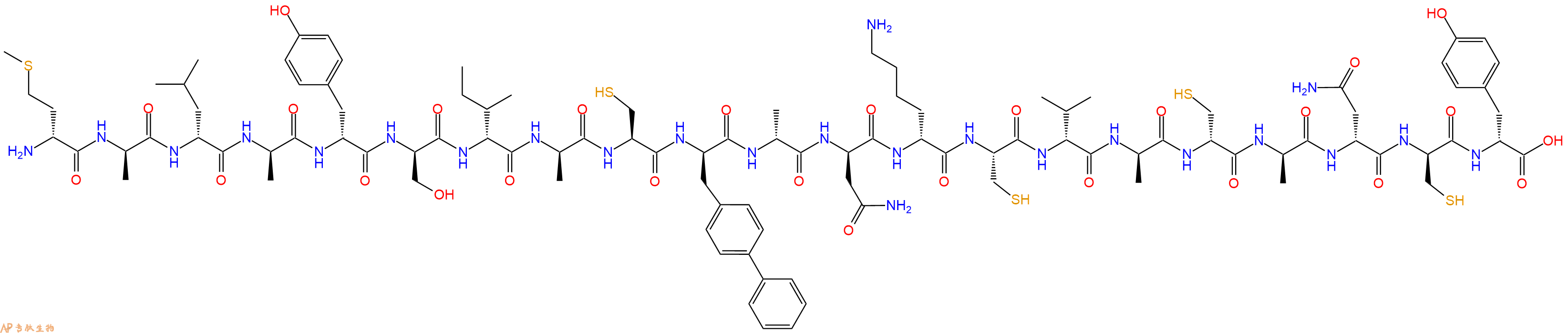 专肽生物产品H2N-DMet-DAla-DLeu-DAla-DTyr-DSer-DIle-DAla-Cys-DBip-DAla-DAsn-DLys-Cys-DVal-DAla-DCys-DAla-DAsn-DCys-DTyr-OH