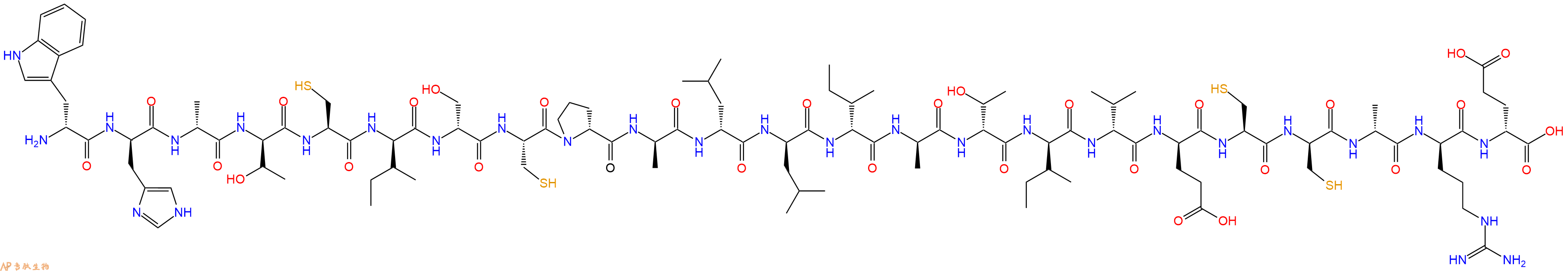 专肽生物产品H2N-DTrp-DHis-DAla-DThr-Cys-DIle-DSer-Cys-DPro-DAla-DLeu-DLeu-DIle-DAla-DThr-DIle-DVal-DGlu-Cys-DCys-DAla-DArg-DGlu-OH
