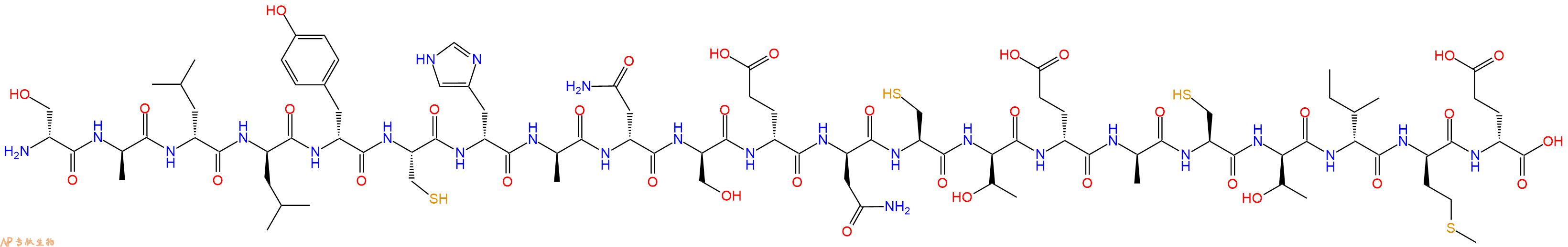 专肽生物产品H2N-DSer-DAla-DLeu-DLeu-DTyr-Cys-DHis-DAla-DAsn-DSer-DGlu-DAsn-Cys-DThr-DGlu-DAla-Cys-DThr-DIle-DMet-DGlu-OH