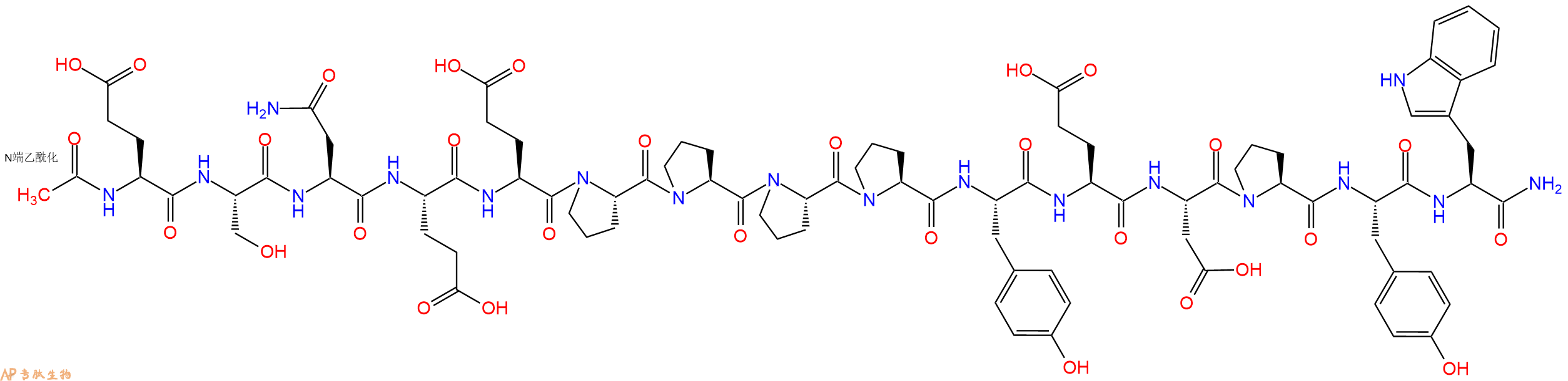 专肽生物产品Ac-Glu-Ser-Asn-Glu-Glu-Pro-Pro-Pro-Pro-Tyr-Glu-Asp-Pro-Tyr-Trp-CONH2