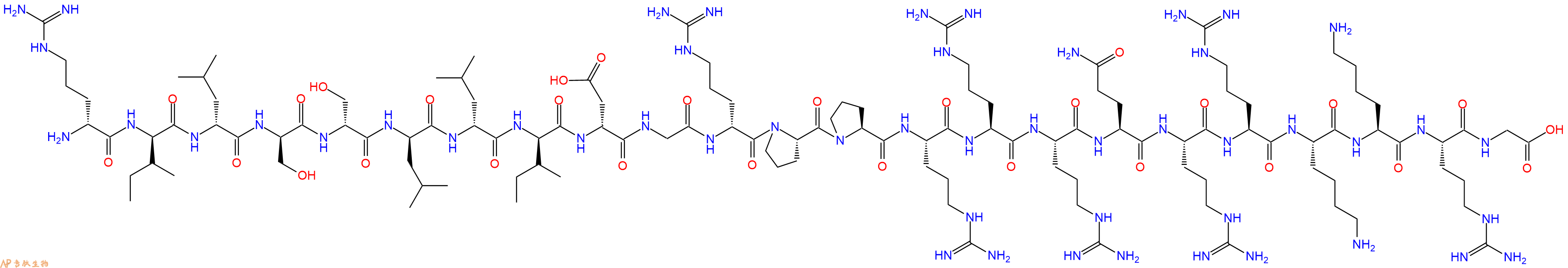 专肽生物产品H2N-DArg-DIle-DLeu-DSer-DSer-DLeu-DLeu-DIle-DAsp-Gly-DArg-Pro-Pro-Arg-Arg-Arg-Gln-Arg-Arg-Lys-Lys-Arg-Gly-OH