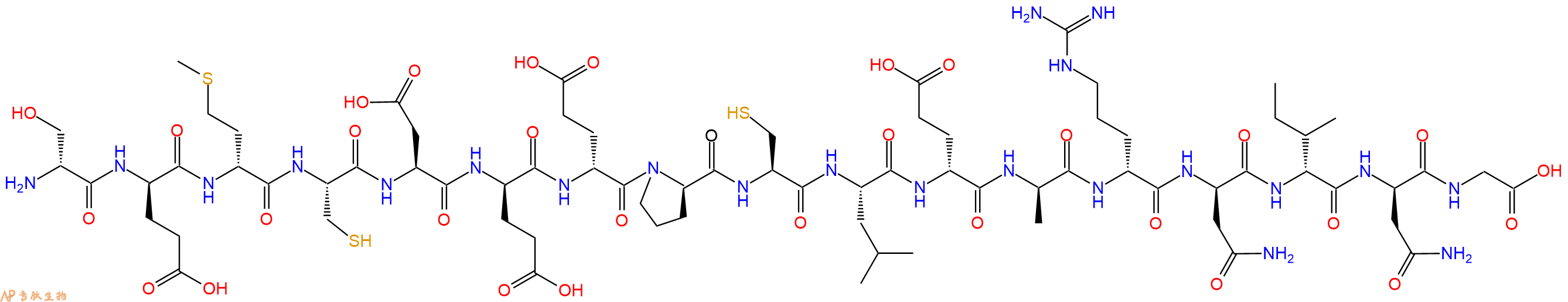 专肽生物产品H2N-DSer-DGlu-DMet-Cys-Asp-DGlu-DGlu-DPro-Cys-Leu-DGlu-DAla-DArg-DAsn-DIle-DAsn-Gly-OH
